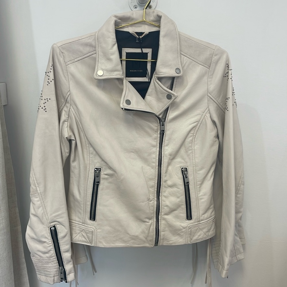 Mauritius White Leather Star Jacket